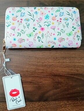 New!! Floral Zip Wallet - White Multicolor